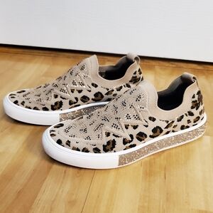 Bernie Mev. New York. Tan Leopard Slip-On Sneakers. Size 39. Size 8.5. #SW